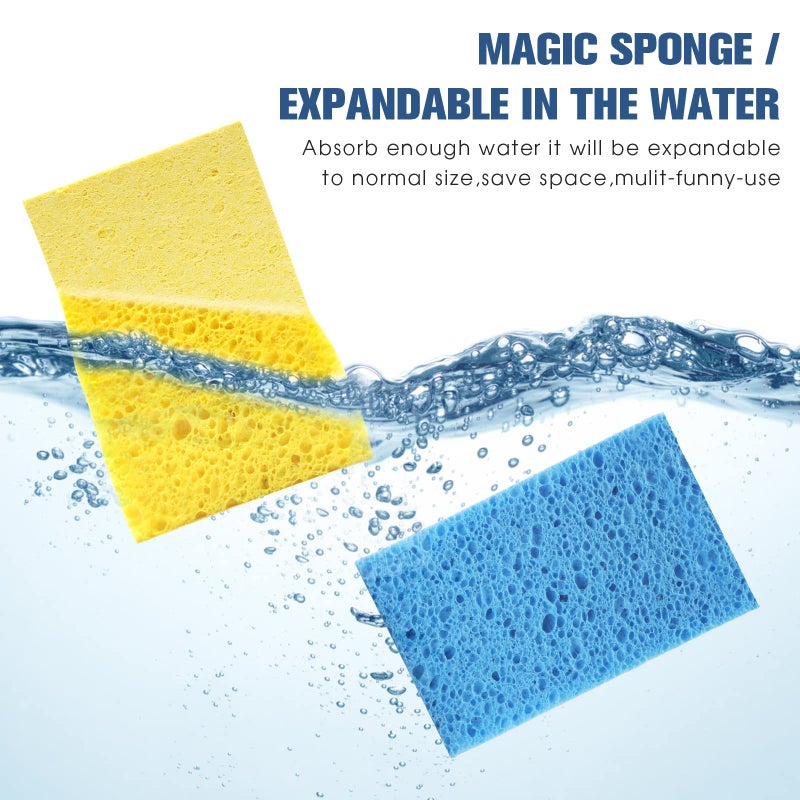 PANYEE Compressed Cellulose Kitchen Sponges 24Pack,Non-Scratch Biodegradable Natural Sponge Scrub for Dishes Cleaning,Funny Colorful DIY Sponge for Kids - Image 4